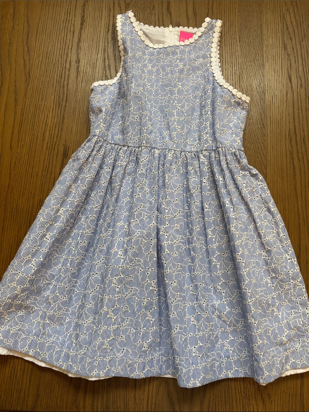 Lilly Pulitzer Blue and White Eyelet Dress Size 14
